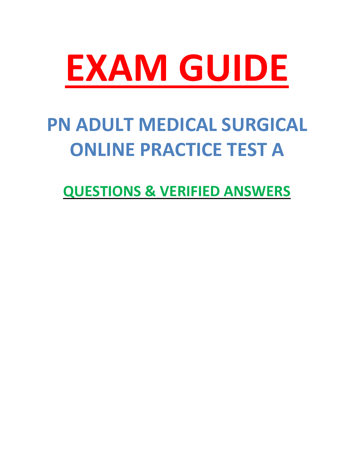 Preview image for PN ADULT MEDICAL SURGICAL ONLINE PRACTICE TEST A